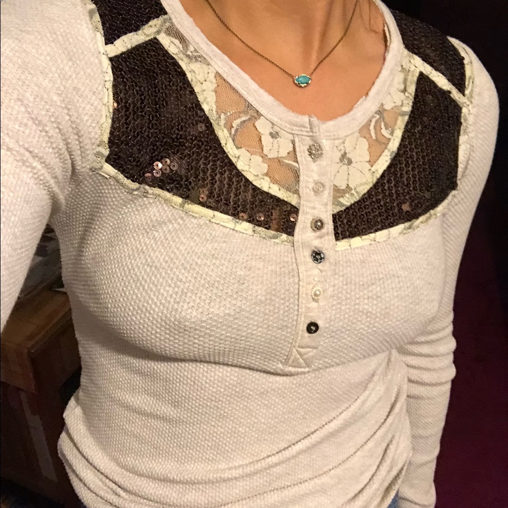 SOLD • Free People sequined/lace thermal